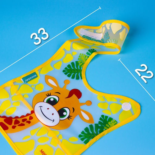 Нагрудник для кормления M&B «Жирафик Лило» непромокаемый на липучке, с карманом