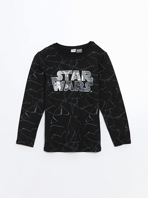 Bisiklet Yaka Star Wars Bask?l? Uzun Kollu Erkek ?ocuk Pijama Tak?m? - Waikiki фото 2