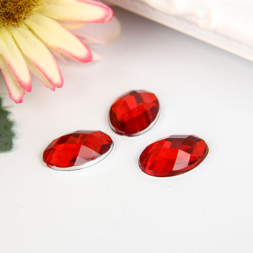 Декор для творчества пластик Стразы овал. Красные набор 34 шт 1,2х1,4 см - Арт узор фото 3