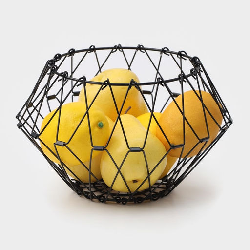 Фруктовница Доляна раскладная, 29×29×4.5 см, чёрная