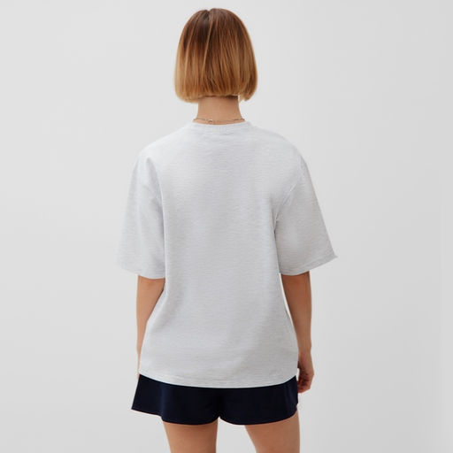 Футболка оверсайз с нашивкой женская MINAKU: One Most Brand, серая меланж, размер 52