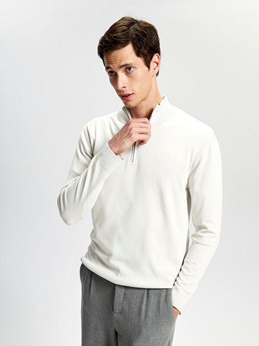 Dik Yaka Uzun Kollu Erkek Triko Kazak