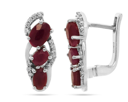 Серьги из серебра рубин корунд, Лабиринт