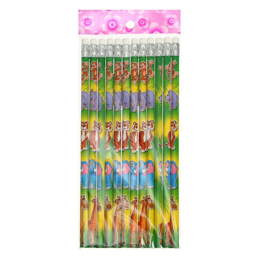 Цена за 12 шт. Карандаш чёрнографитный с ластиком Зоопарк, твёрдость НВ - Calligrata фото 4