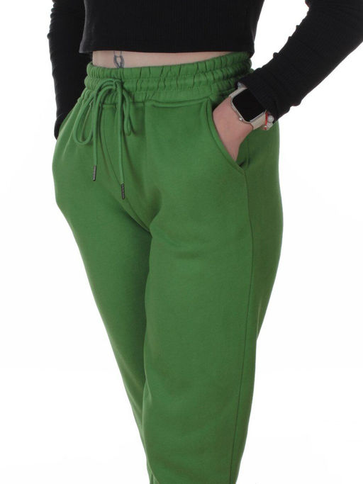2510-K GREEN Брюки спортивные утепленные женские (85% хлопок, 10% полиэстер, 5% спандекс)