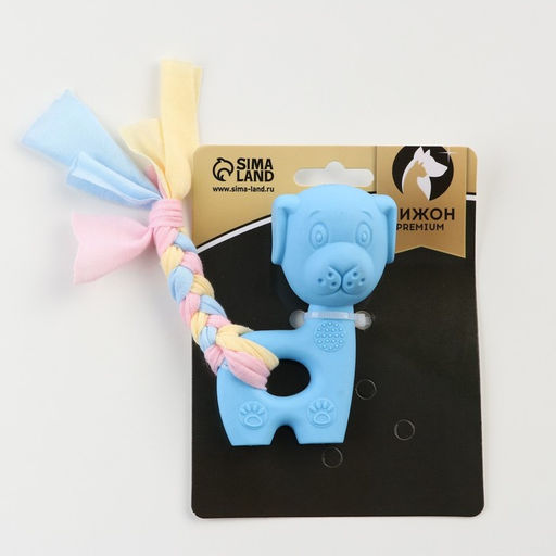 Игрушка жевательная Пижон Premium Щенок, 10 х 6 х 3,5 см, голубая  фото 5