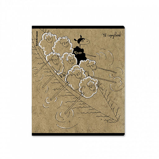 Цена за 5 шт. Тетрадь общая ученическая ErichKrause Овечки, 48 листов, клетка, крафт-картон_MIX-PACK  фото 3