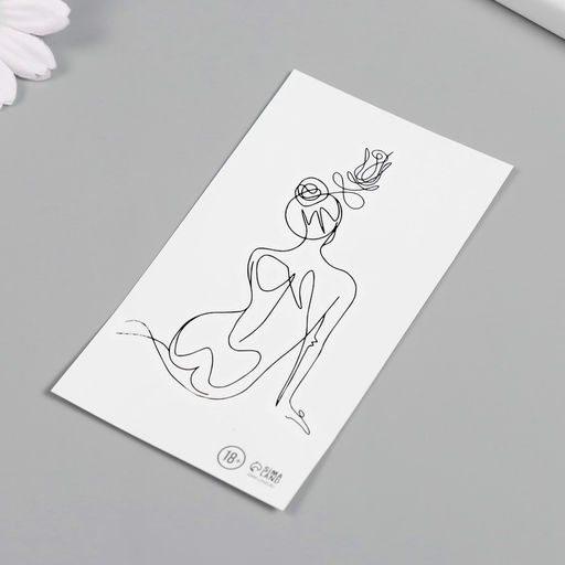 Цена за 6 шт. Переводная тату на тело чёрная Контур. Силуэт девушки, 6?10.5 см