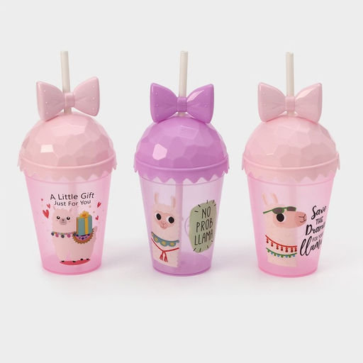 Цена за 12 шт. Стакан пластиковый с крышкой и трубочкой Доляна Приключения ламы, 500 мл, МИКС фото 5