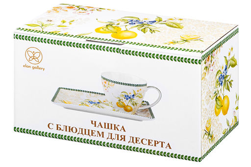 Чашка 250 мл с блюдцем для десерта 20*10*2 см Лимоны, NEW BONE CHINA - Elan gallery фото 12