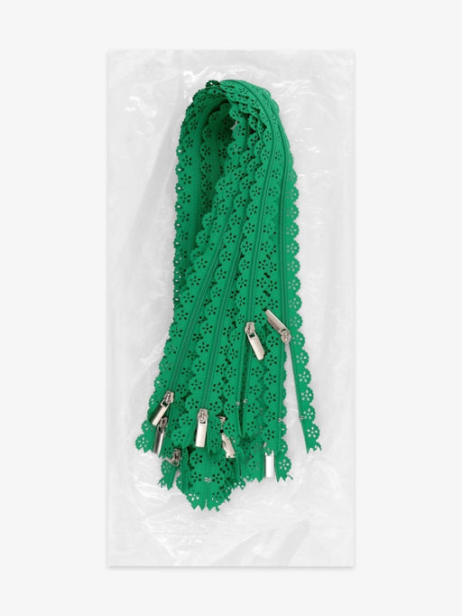 Цена за 10 шт. Молния «Спираль», №3, неразъёмная, ажурная, замок автомат, 50 см, зелёная