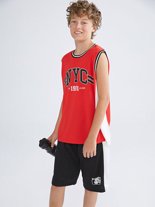 Bisiklet Yaka NYC Bask?l? Erkek ?ocuk Atlet