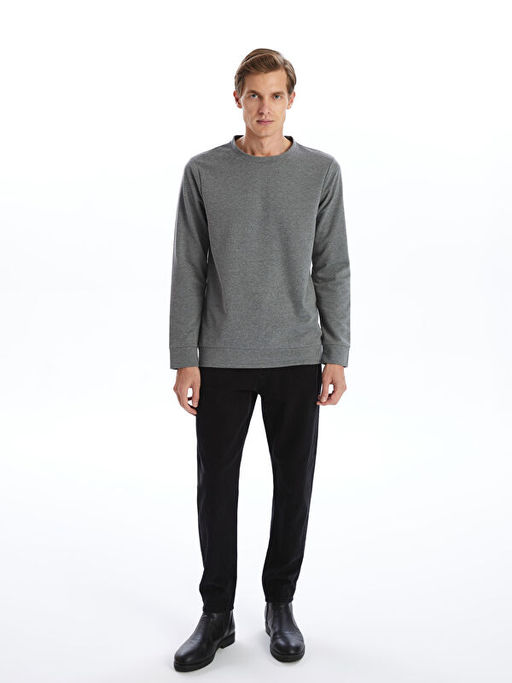 Bisiklet Yaka Uzun Kollu Erkek Sweatshirt