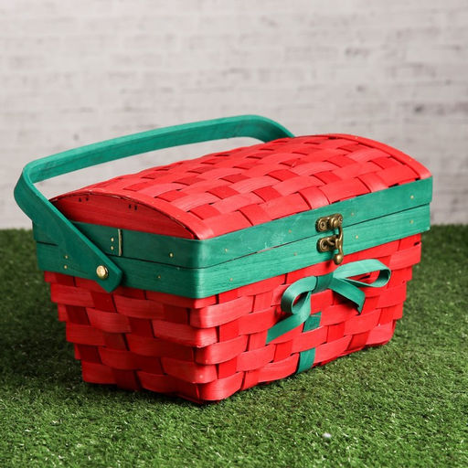 Сундук - шкатулка для хранения «Рождественский», 27×16×21 см, с ручкой, красный