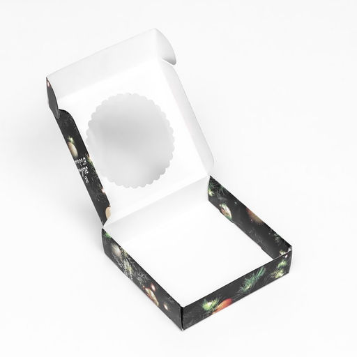 Цена за 3 шт. Подарочная коробка сборная с окном «С Новым годом», 11.5×11.5×3 см