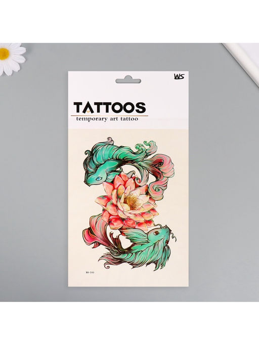 Цена за 2 шт. Переводная тату на тело цветная Нежные рыбы, 26.1?14.6 см