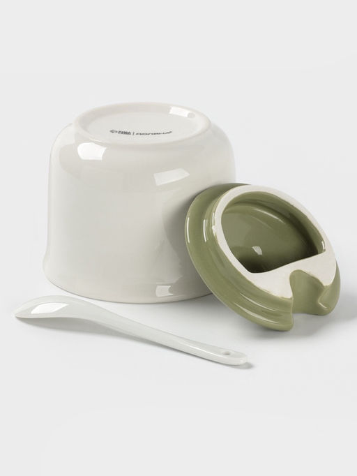 Сахарница с ложкой Доляна «Зайка», доломит, 10×9 см, 300 мл, белая