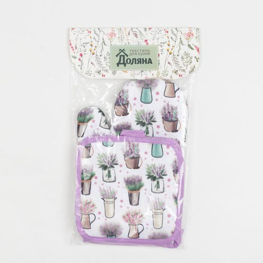 Кухонный набор Доляна Прованс, прихватка 17*17 см, рукавица 26*16 см,100% п/э  фото 4