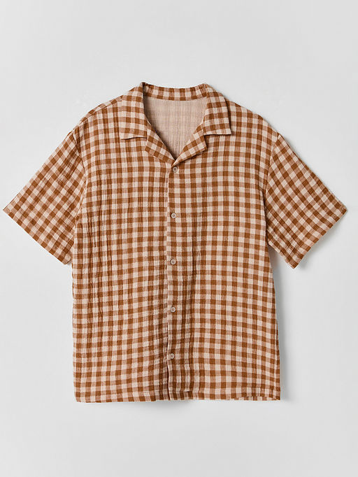 Рубашка для мальчиков коричневая в клетку прямого кроя - Mark formelle фото 5