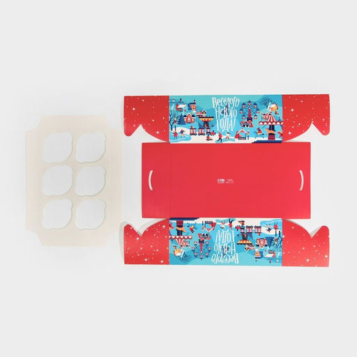 Цена за 5 шт. Коробка для капкейка «Веселого Нового года», 23×16×10 см