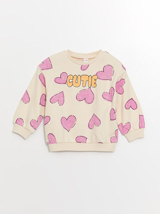 Bisiklet Yaka Uzun Kollu Bask?l? K?z Bebek Sweatshirt