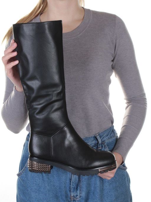 02-K66-D1 BLACK Сапоги зимние женские (натуральная кожа, натуральный мех (еврозима)) - Фабричный китай фото 2