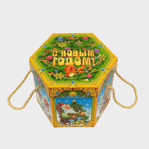 Цена за 10 шт. Подарочная коробка новогодняя Шестигранник малый Время сказок с веревочными ручками, 210?210?185 мм - Simaland фото 3