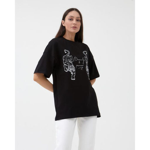 Футболка женская MIST Tiger, размер 44-46, чёрная