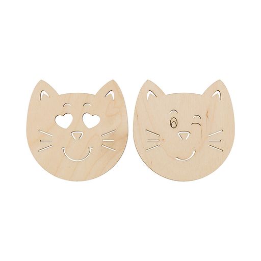 Заготовка для декорирования Mr. Carving ВД-664 Подставка под горячее фанера 9 х 9 х 0.3 см 2 шт Кошачьи мордочки №1