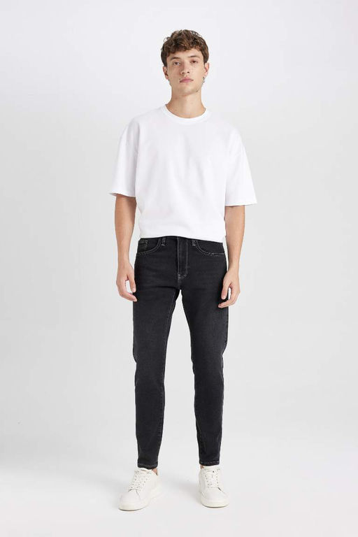 Узкие зауженные джинсовые брюки с нормальной талией и зауженной посадкой - Defacto фото 3