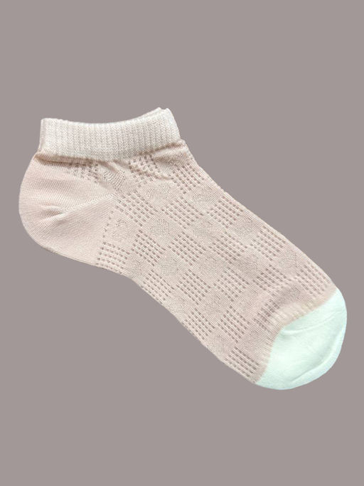 Короткие носки р.35-40 "Перфорация Сердечки" Розовые