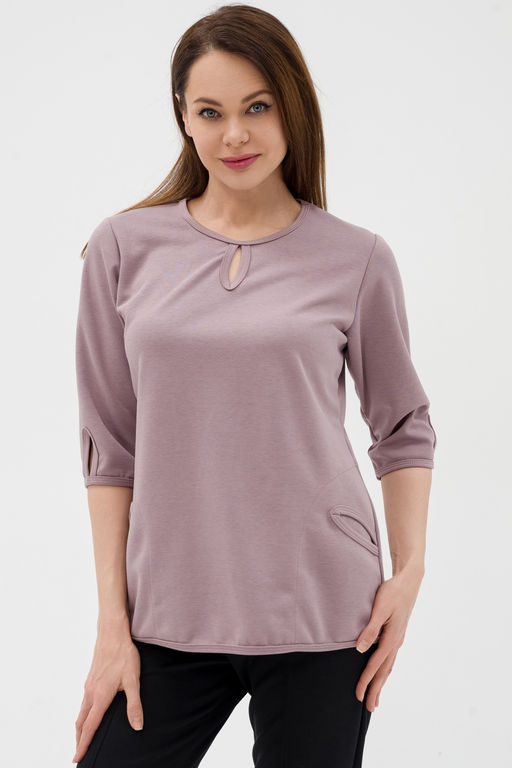 Кофта женская из коттон фита Анфиса кофе макси - Амадэль фото 5