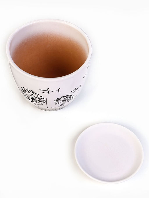 Горшок для цветов Одуванчик, керамический, с поддоном, 2.5 л, белый