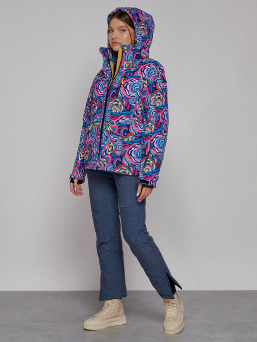 Горнолыжная куртка женская зимняя синего цвета 2302-2S - Mtforce фото 13