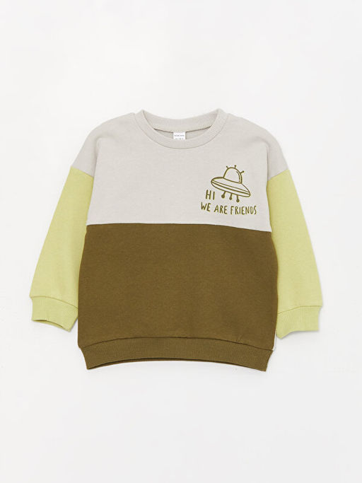 Bisiklet Yaka Uzun Bask?l? Erkek Bebek Sweatshirt ve Pantolon 2li Tak?m - Waikiki фото 2