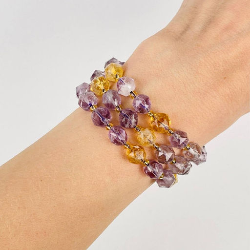 Бусины для украшений из лавандового Аметиста и Цитрина (38 бусин) 37 см