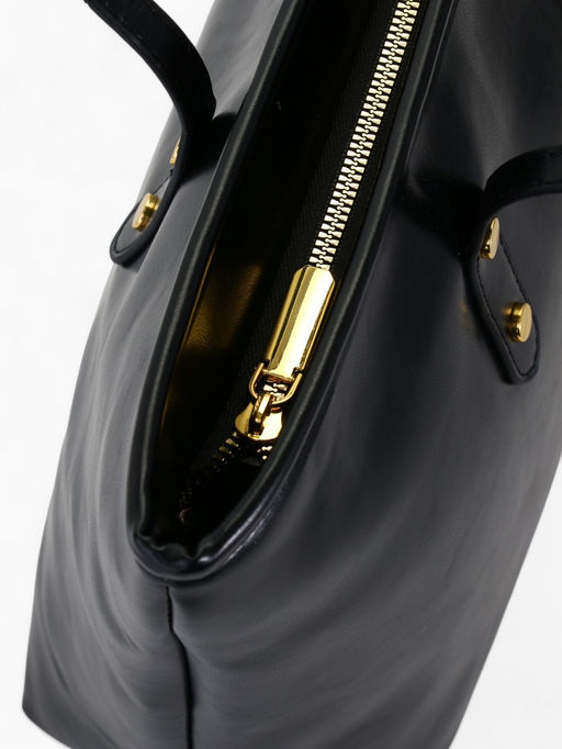 Сумка-шопер женская на молнии, размер 30.5×12×27 см, однотонная, чёрная