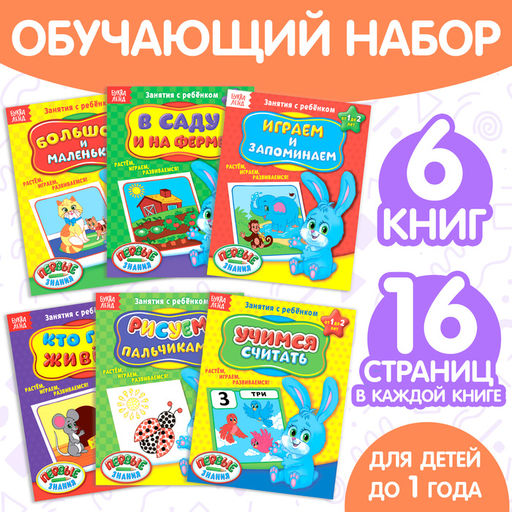 Обучающие книги Полный годовой курс. Серия от 0 до 1 года, 6 книг по 16 стр., в папке - Буква-Ленд фото 5