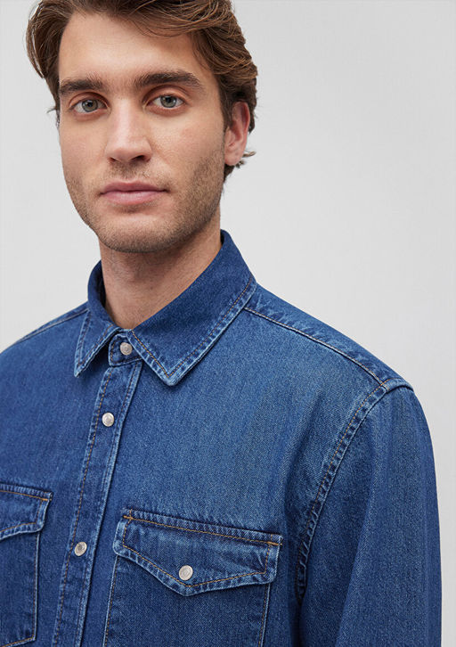 Ted Koyu Indigo Mavisi Denim Jean Gomlek  фото 5