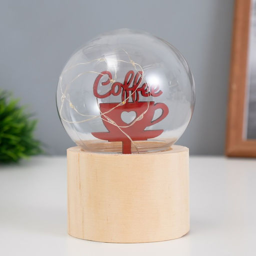 Фигурка светящаяся RISALUX «Люблю кофе», LED-ночник, 3×AG10, шар-8 см, 6.5×6.5×11.5 см