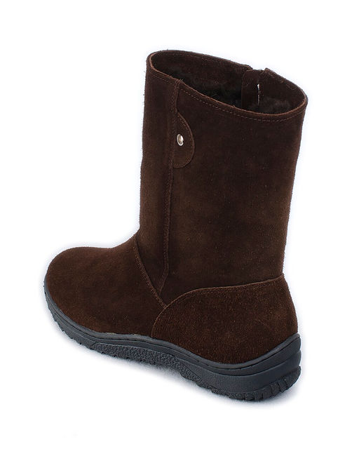 Полусапоги женские на литой подошве., Т.коричневые. Замша. Молния. Овчина