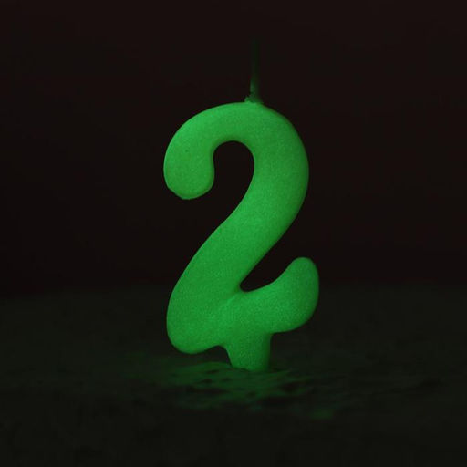 Свеча для торта цифра «Люминесцентная», 5.5 см, цифра 2