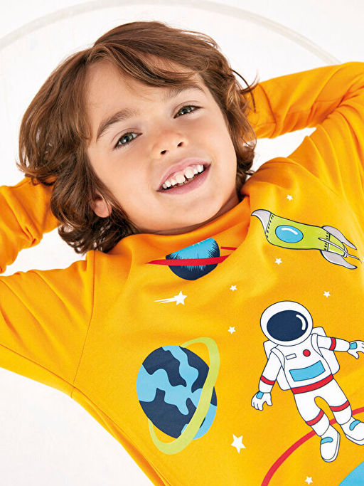 Bisiklet Yaka Bask?l? Uzun Kollu Erkek ?ocuk Pijama Tak?m? - Waikiki фото 2