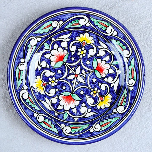 Тарелка Риштанская Керамика Цветы, синяя, плоская, 17 см - Шафран фото 2