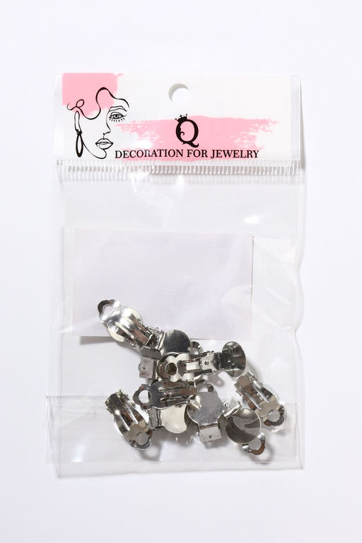 Цена за 2 шт. Основа под серьги-клипсы, 12 мм (набор 5 пар), цвет серебро