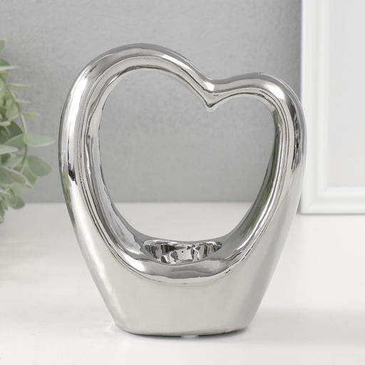 Подсвечник на 1 свечу Сердце, d=4 см, серебро, 14.5?6?17 см