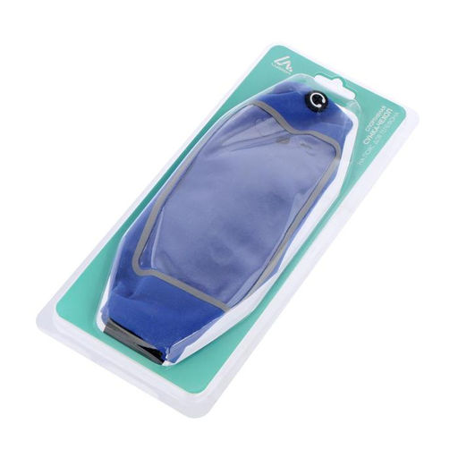 Спортивная сумка чехол на пояс LuazON, управление телефоном, отсек на молнии, синяя - Luazon home фото 5