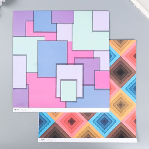 Цена за 5 шт. Бумага для скрапбукинга двусторонняя «Яркая геометрия», плотность 180 г, 30.5×32 см