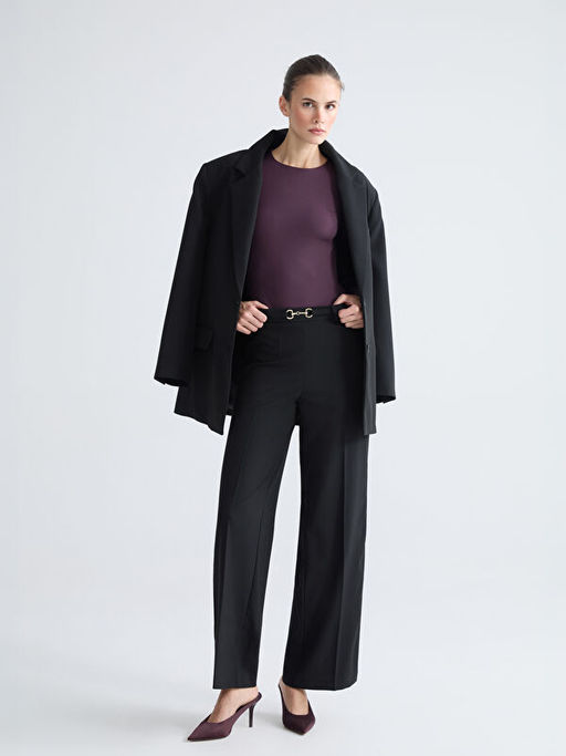 Beli Kemerli Geni? Pa?a Kad?n Pantolon