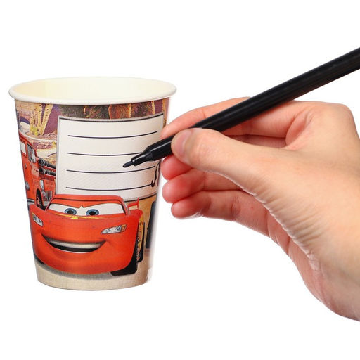 Цена за 10 шт. Стакан одноразовый бумажный "С Днем Рождения!", 250 мл, Тачки